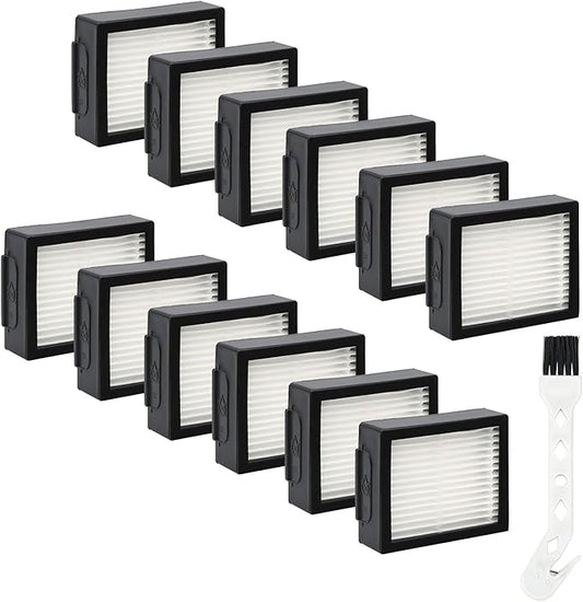 High Efficicency Filters Replacement for iRobot Roomba E, I and J Series i7 i7+/plus i3 i3+ E5 E6 E7 i4 i6 i6+ i8 i8+ Vacuum Cleaners Parts, 9 Pack 4639161 Filters + 1 Cleaning Brush