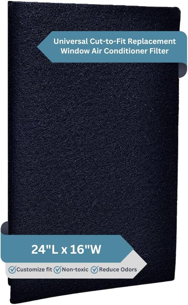 Activated Carbon Air Filter Pad - 24"x16" Cut To Fit AC & Furnace Filter - Removes Dust, Pollen, Pet Odors & VOCs, Versatile for Window Units, RV, Air Purifier, & Vents, Made in USA