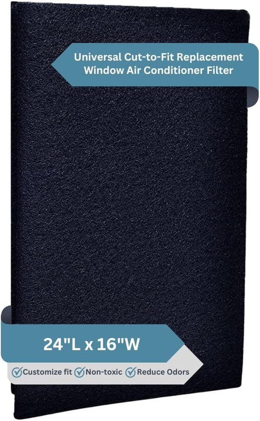 Activated Carbon Air Filter Pad - 24"x16" Cut To Fit AC & Furnace Filter - Removes Dust, Pollen, Pet Odors & VOCs, Versatile for Window Units, RV, Air Purifier, & Vents, Made in USA