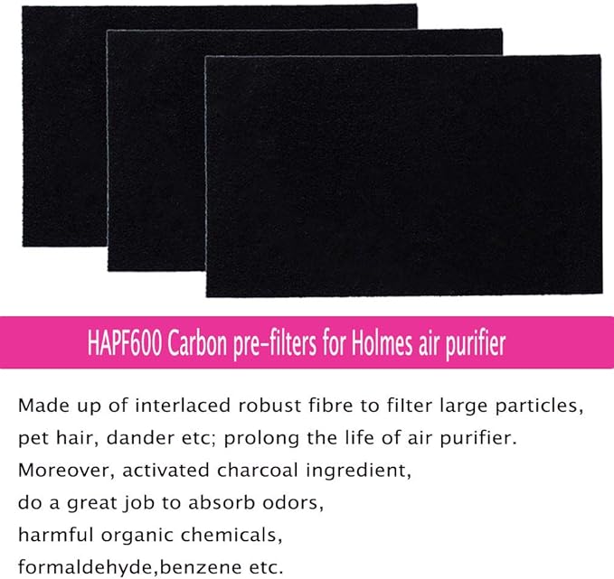 HAPF600 Filter for Holmes Air Purifier Filter B replace HAP726-U HAP1625 HAPF600D-U2 fits GE 106633 106643 106653 Models, Replacement Holmes HEPA Air Filter by TOPEMAI