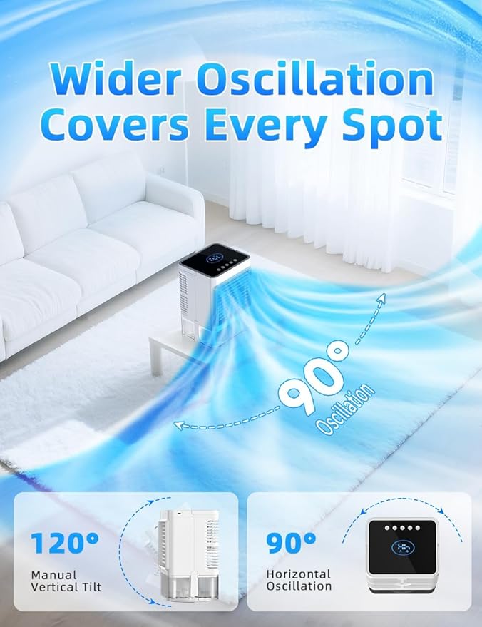 Small Air Conditioner w/ 3 Speeds&3 Modes, Remote, 1100ML Tank Humidifier, 8-Cube Ice Tray, 120° Oscillating, 4 IN 1 Portable Air Conditioners, 7-Color Light, 4H Timer Desk AC Unit for Bedroom