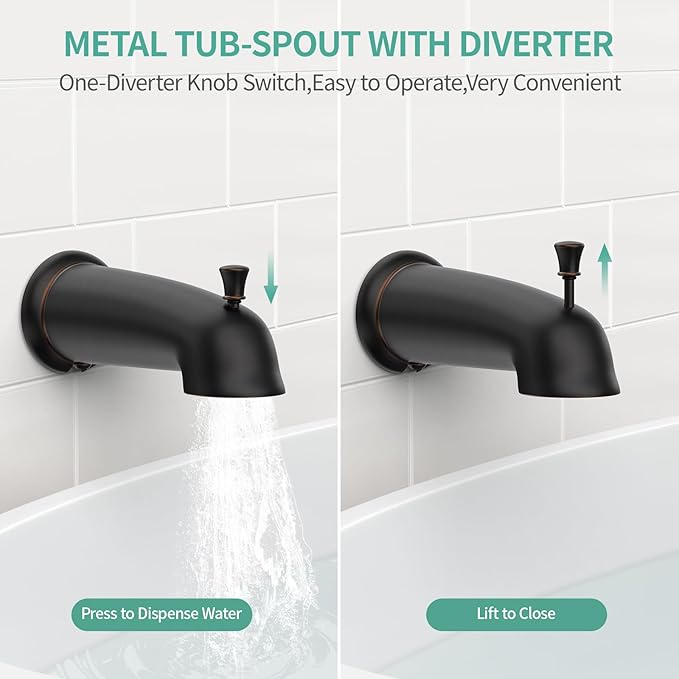 SR SUN RISE 35-Spray Shower Faucet 3-Way Combo Shower Head and Hand Held Shower Separately or Together, Single-Handle Tub and Shower Trim Kit, Oil Rubbed Bronze (Valve Include）