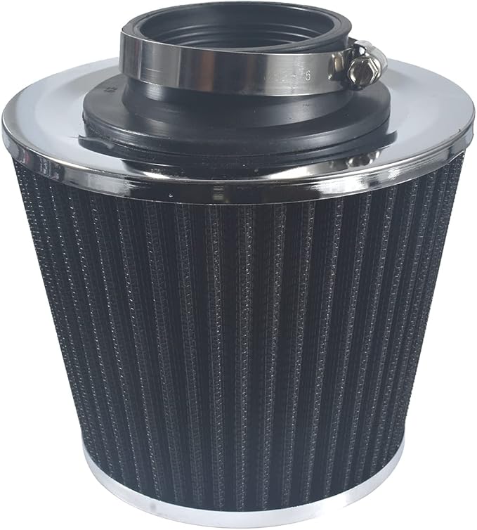 Universal 2.5" 63.5mm High Flow Cold Air Intake Filter fit for Most Cars Intake Piping - Washable Aluminum Cone Design with Stainless Steel Clamp