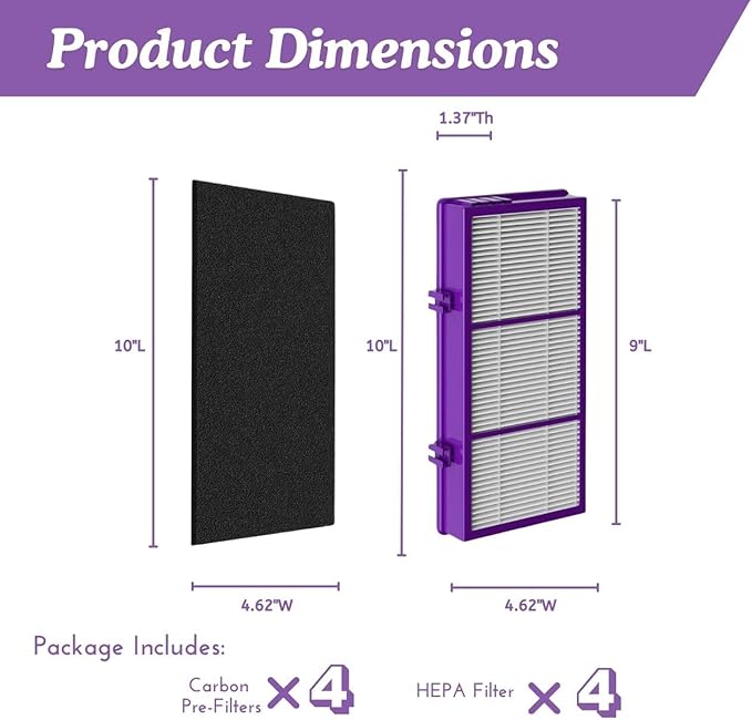 Nispira HAPF300AP AER1 Performance Plus Filters for Holmes HAPF30AT Air Purifier HAP242-NUC HAPF300AP-U4 4 HEPA Replacement 4 Carbon Pre Filter Replacement
