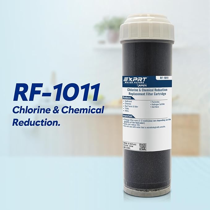 RF-1011 2.5” × 10” Universal Carbon Filter Cartridge – 100% Organic Granular Activated Carbon – Reduces Chlorine, Chemicals, Bad Taste & Odor