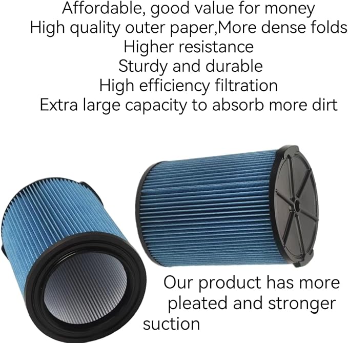 2 Pack VF5000 Replacement Filter for Ridgid Shop Vac Filte, for 5-20 Gallons and Larger Vacuum ridgid shop vac filter,Wet Dry Vacuum filter for Ridgid shop vac filters