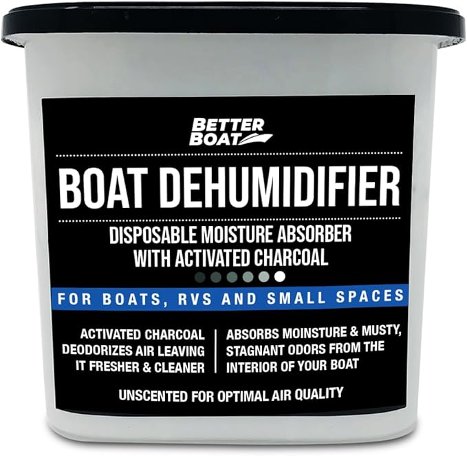 Moisture Absorber and Boat Dehumidifier, Charcoal Odor Remover for Damp Smell and Humidity, Unscented and Fragrance-Free, 1 Pack, Ideal for Basement, Closet, Home, RV, or Boating, No Refill Needed