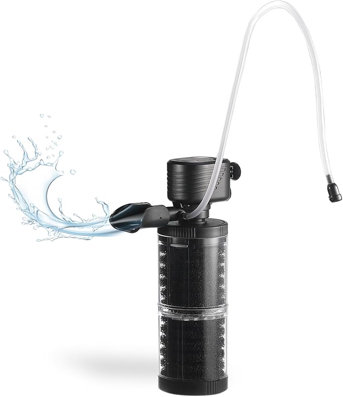 XpertMatic 15W Aquarium Filter 2 Stages 238 GPH (900L/h) for Up to 70 Gallon Fish Tank, Submersible Internal Tank Filter and Water Pump, Power Filter for Fish Tank, Aquarium, Pond, SainSmart