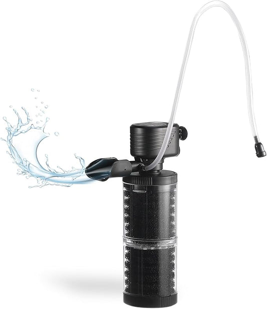XpertMatic 15W Aquarium Filter 2 Stages 238 GPH (900L/h) for Up to 70 Gallon Fish Tank, Submersible Internal Tank Filter and Water Pump, Power Filter for Fish Tank, Aquarium, Pond, SainSmart