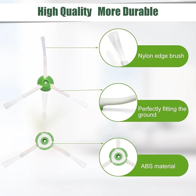 Replacement Parts Compatible with iRobot Roomba i7 i7+ i2 i3 i3+ i4 i4+ i6 i6+ i8 i8+/Plus j7 E5 E6 E7, 2 Rubber Brushes, 4 HEPA Filters, 4 Side Brushes, 1 Screwdriver, 1 Cleaning Brush,12 Pack