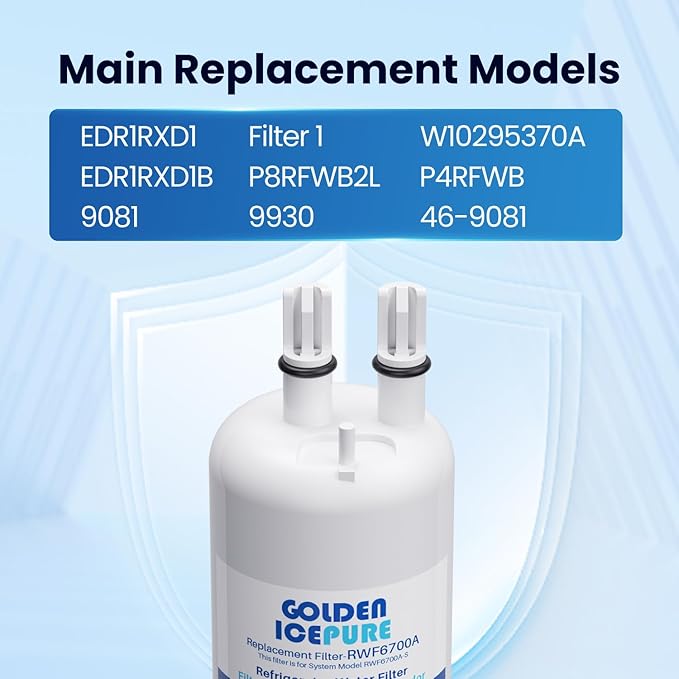 GOLDEN ICEPURE EDR1RXD1 Replacement for Everydrop® Filter 1, W10295370A, EDR1RXD1B, P8RFWB2L, P4RFWB, Kenmore® 46-9081, 46-9930, RWF6700A Refrigerator Water Filter 3PACK
