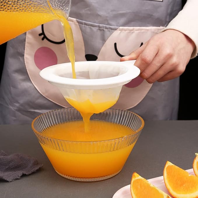 2-Piece 200-Mesh Ultra-Fine Juice Strainer Set, Smooth Fine Mesh for Soy Milk, Juice, Wine, Multi-Purpose Kitchen Strainer with Non-Slip Handle for Home & Commercial Use
