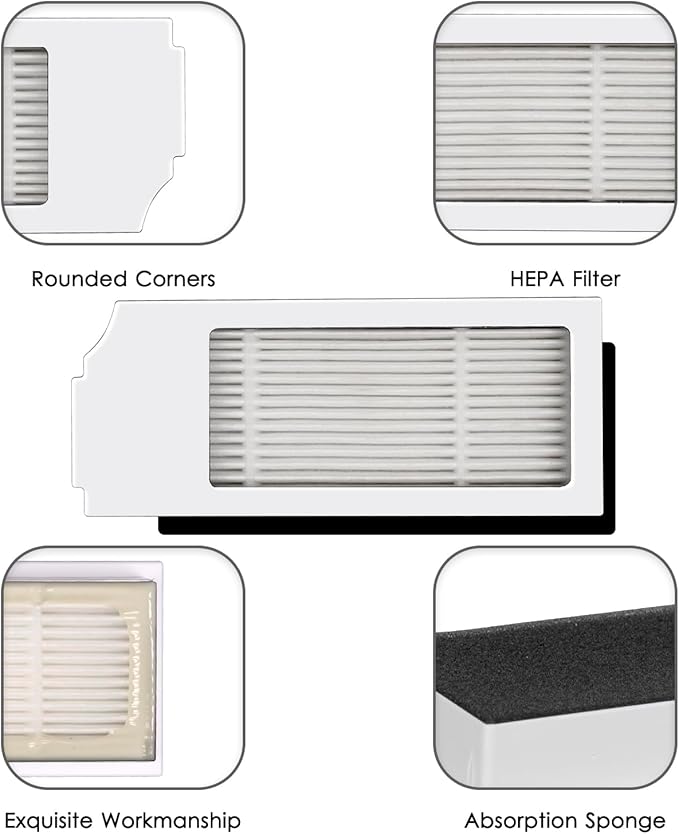 (5 Pack) N20 Plus HEPA Filter Compatible With ECOVACS DEEBOT N20 Plus/ N20 Pro Plus/ X1 Omni/ T10/ T10 Plus/ T10 Turbo/ T10 Omni, Robot Vacuum Filter Kit, Replacement Filters Accessories, White