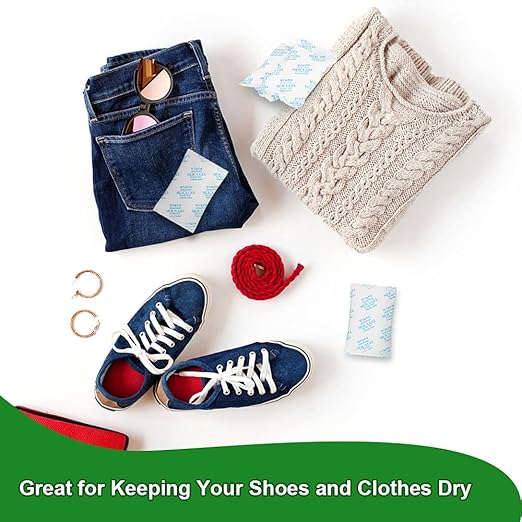 10 Gram(50Packs) Food Grade Moisture Absorber Silica Gel Desiccant Packets for Storage,Desiccant Beads Silica Gel Packs for Moisture Control