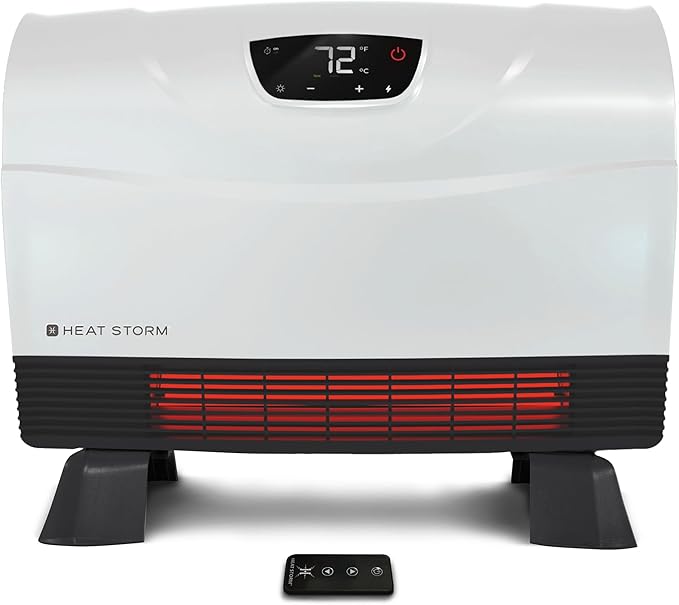 Heat Storm Phoenix Infrared Space Heater with Attachable Feet, Remote Control, Energy Efficient-750-1500 Watts, White Floor or Wall - HS-1500-PHX