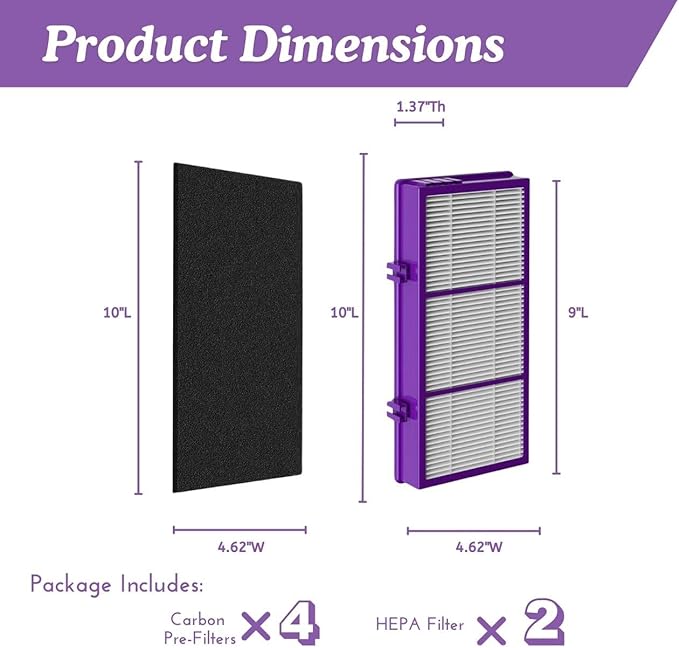 Nispira HAPF300AP AER1 Performance Plus Filters for Holmes HAPF30AT Air Purifier HAP242-NUC HAPF300AP-U4 2 HEPA Replacement 4 Carbon Pre Filter Replacement