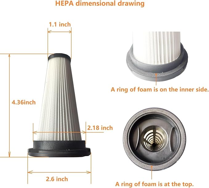 3Pack Hepa Filters Replacement Compatible with MBYULO Cordless Vacuum Cleaner, Model EHBR-A001-V01.Washable Filters Works with MBYULO Handheld Vacuum.