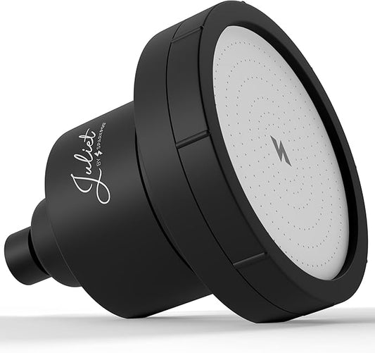 THE JULIET FILTERED SHOWER HEAD - Luxury High Pressure Shower Head with Filters - Removes Impurities for Healthier Hair and Skin - Reduces Hair Breakage, Skin Dryness & Irritation (Matte Black)