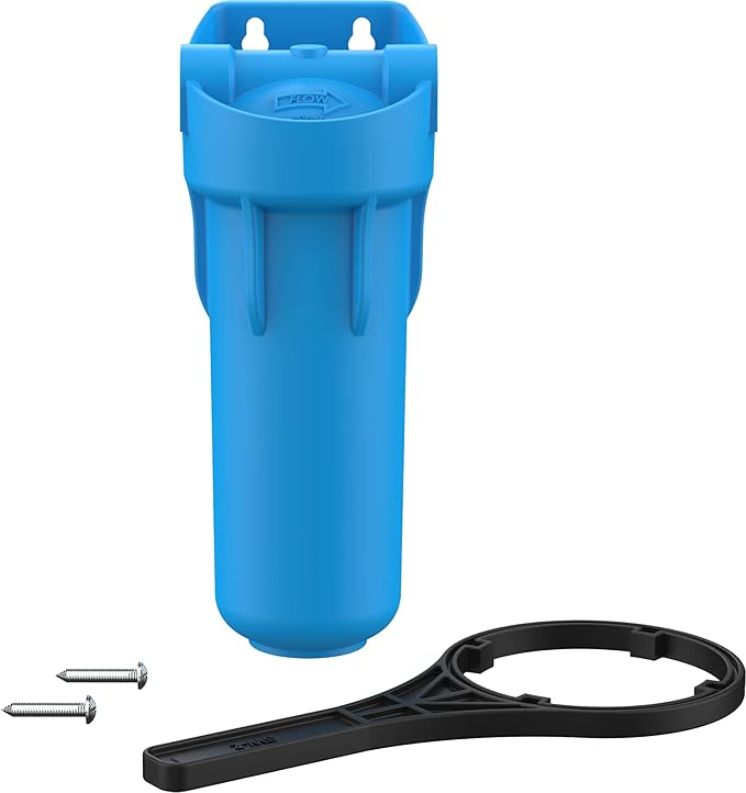 Pentair OMNIFilter OB1 Filter Housing, 10" Standard Opaque Sump Water Filter Housing with Integral Mounting Bracket and 3/4" NPT Inlet, Includes Housing, Mounting Screws and Wrench, Blue