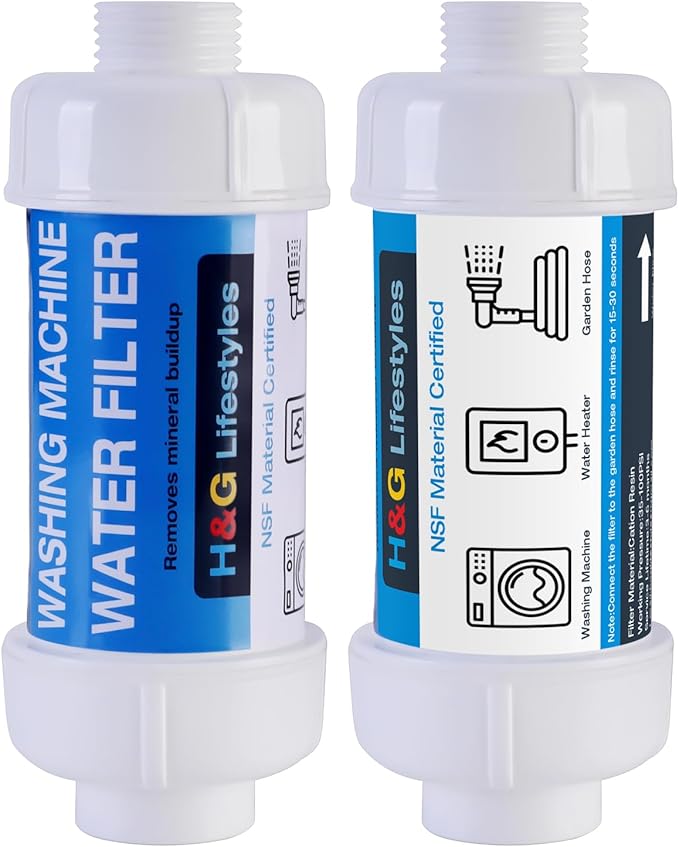 H&G Lifestyles Inline Sediment Anti-Scale Filter, Water Hose Filter, Reduce Water Hardness,with 3/4" GHT Prevents Scale Build Up On Washing Machine Water Heater Patio Swamp Cooler and Plant 2 Packs