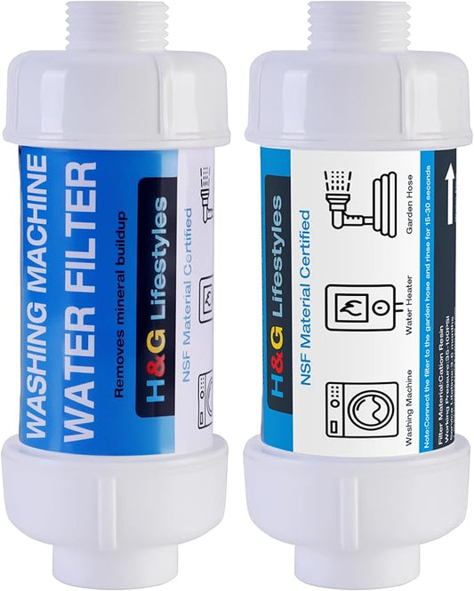 H&G Lifestyles Inline Sediment Anti-Scale Filter, Water Hose Filter, Reduce Water Hardness,with 3/4" GHT Prevents Scale Build Up On Washing Machine Water Heater Patio Swamp Cooler and Plant 2 Packs