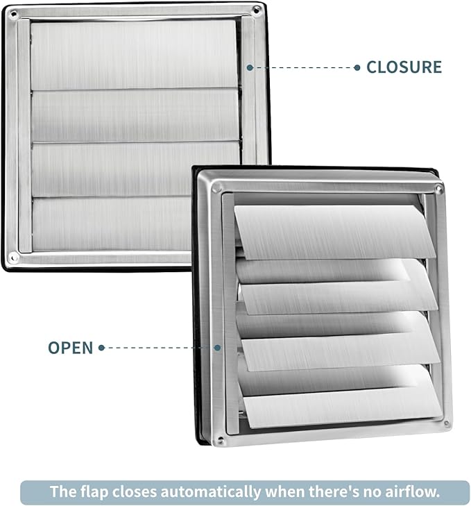 4/5/6-Inch Dryer Vent Cover Outdoor for House, Exhaust vent Wall Vent Outside (Louvered design 4-Inch)