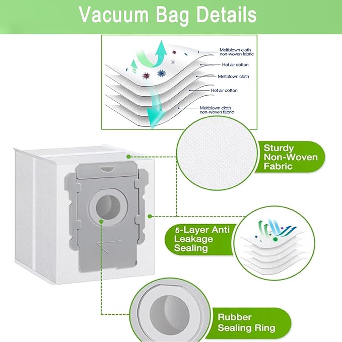 26 Pack Replacement Parts for iRobot Roomba j7(7150) j7+ (7550) i3(3150) i3+(3550) i4 i6 i6+(6550) i7(7150) i7+(7550) i8 i8+ Robot,2 sets Roller Brushes,8 Filters,8 Side Brushes,8 Dust bags
