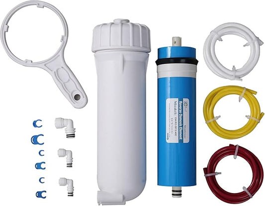 Huining 3012-400GPD Reverse Osmosis Membrane Housing Kit with 3/8 1/4 Quick Connector,Water Pipe,Wrench Whole Set Compatible with Residential Household Water Filtration System