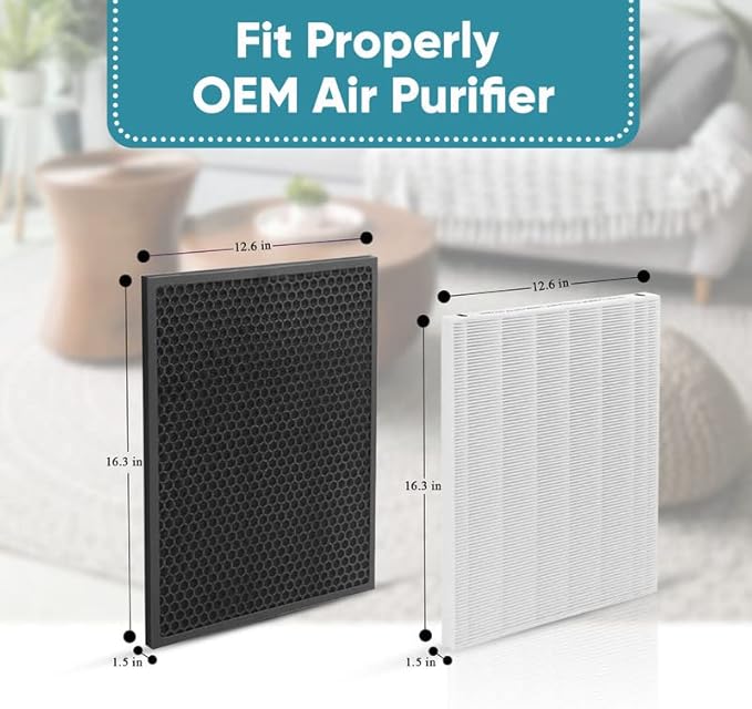 116130 Filter H Replacement Compatible with 5500-2 Air Purifier - Pack of 2 + 2 Activated Carbon Filters