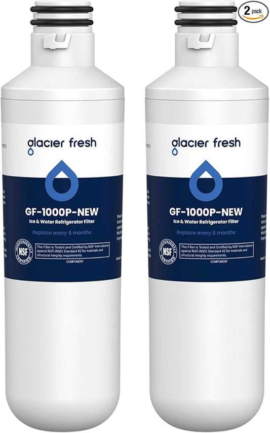 GLACIER FRESH Water Filter LT1000PC Replacement for Refrigerator, Compatible with LT1000PC/PCS, LT1000PC, LT-1000PC, MDJ64844601, ADQ747935 ADQ74793504 Water Filter (2 Pack)