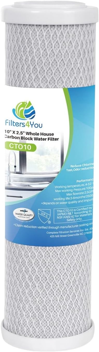 CFS – 1 Pack Carbon Block Water Filter Cartridge Compatible with Watts WCBCS975RV Models – Removes Bad Taste and Odor – Whole House Replacement Filter Cartridge