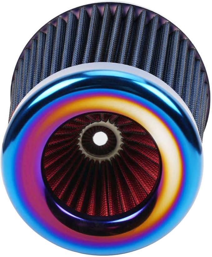Cold Air Intake Filter, High Performance, Washable Filter, Clamp-On Replacement Air Filter, Flange Diameter 3inch/76mm Blue