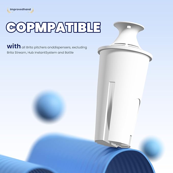 Improvedhand Water Filter Replacement Compatible with Brita Water Pitchers and Dispensers OB03, Classic 35557, Mavea 107007 and More, Pack of 3