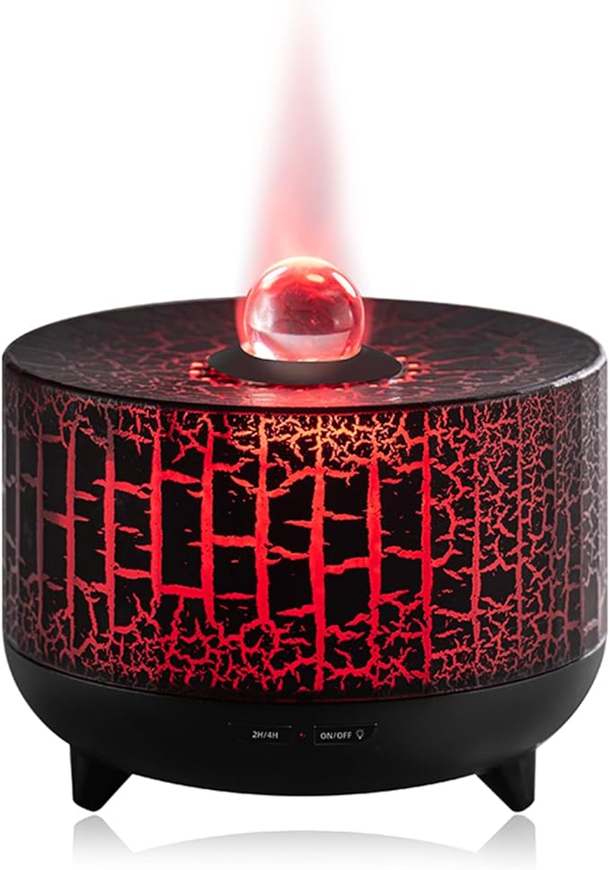 Volcano Essential Diffuser: 300ml Oil Diffuser with 7 Color Flame Light, Auto-Off Scent Humidifier with Remote Control for Large Room