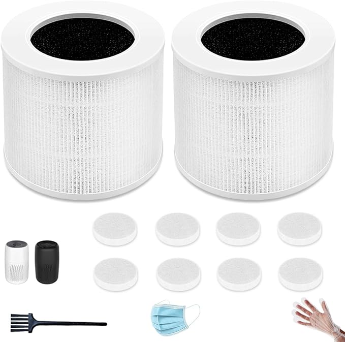 Core Mini Replacement Filter Compatible with LEVOIT Core Mini Air Purifier,Core Mini-P, 3-in-1 H13 Grade True HEPA Replacement Filter, Replace Part #Core Mini-RF, 2 Filter & 8 Fragrance Sponge