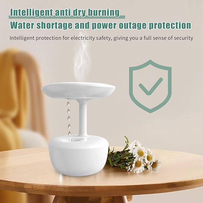 Crystalberry Anti Gravity Cool Mist Humidifier, Hovering Water Droplet Backflow Humidifier, 36db Quiet Air Humidifier with Night Light, Auto Shutdown Power-off Protection, 23.67oz, WHITE