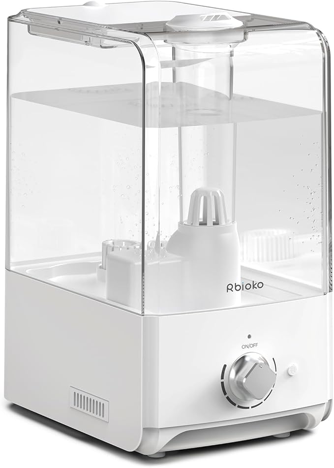 Humidifiers for Bedroom Large Room, Top Fill 6.5L Cool Mist Humidifier, 45H Runtime, 28dB Quiet Ultrasonic Air Humidifier for Home, Whole House, Baby Nursery, Night Light (White)