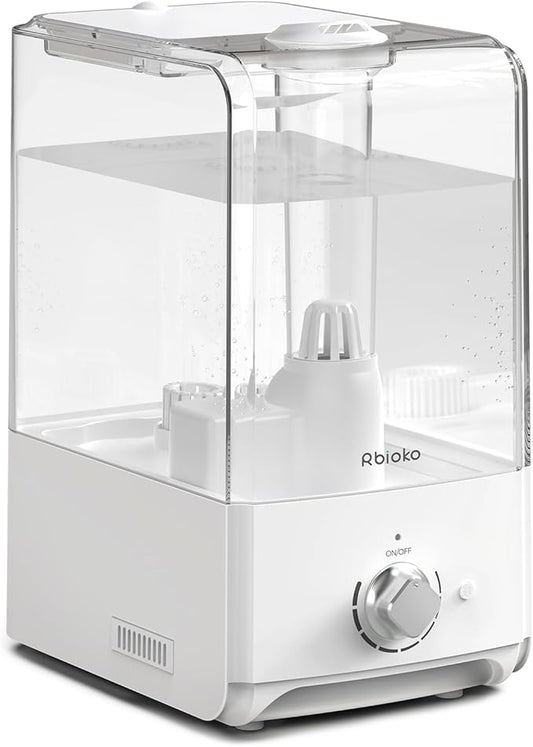 Humidifiers for Bedroom Large Room, Top Fill 6.5L Cool Mist Humidifier, 45H Runtime, 28dB Quiet Ultrasonic Air Humidifier for Home, Whole House, Baby Nursery, Night Light (White)