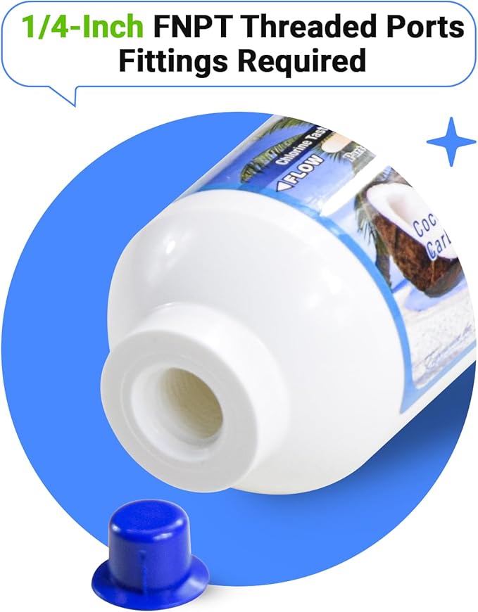 PureT IL-12W-C-14, 12"x2.5" (1/4" NPT Thread Connect) Inline Post GAC Carbon Filter - NSF Certified - Reverse Osmosis Water Filter, Lifetime of 1 Year or 1,500 Gallons