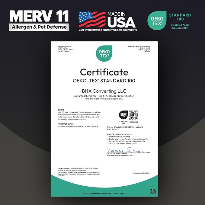 BNX TruFilter 20x25x5 (19.88’’ x 24.75’’ x 4.38‘ Honeywell Compatible 4”) MERV 11 Air Filter (2-Pack) - MADE IN USA - HVAC AC Furnace Filters for Allergies, Dust, Pet, Smoke, Allergy MPR 1200 FPR 7