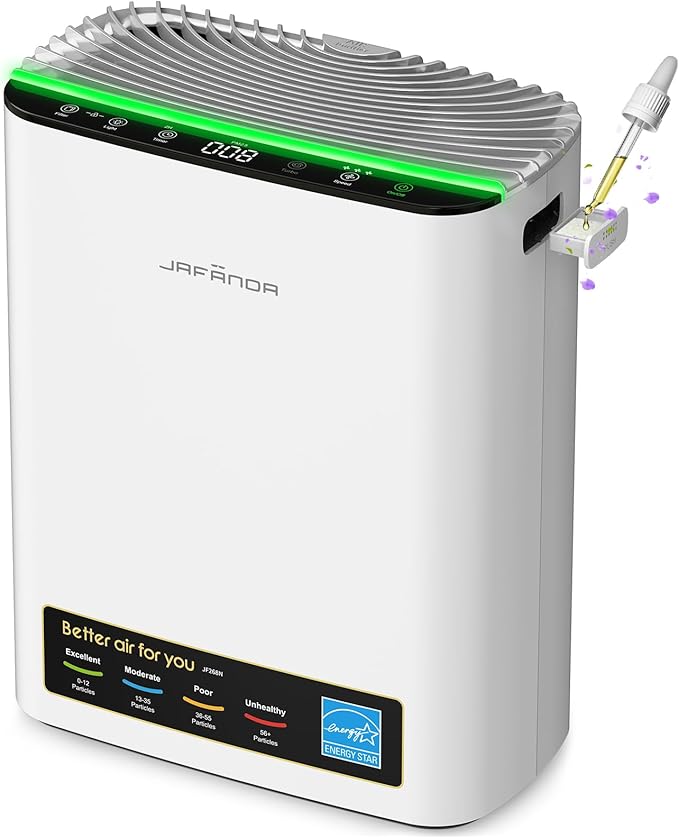 Jafända Air Purifiers for Home Cover Up to 1226ft², Allergen HEPA Air Filter with PM2.5 Sensor, Auto Mode& Timer, Aromatherapy, 22 dB Quiet Air Cleaner for Pet Dander/Hair, Allergies, Dust&VOCs