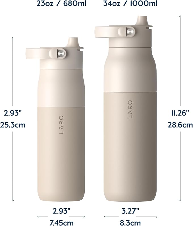 LARQ Bottle Swig Top 23oz - Insulated Reusable Stainless Steel Water Bottle With Built-In Silicone Handle | BPA Free | For Sports, Gym, and Travel | Mojave Dune