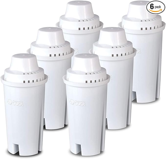 Commercial Cool Brita Filter Replacements, Replacement Water Filters for Standard Brita Water Pitcher, Lasts Up To 60 Gallons, NSF Certified, CCWFB6, White, 6-Pack