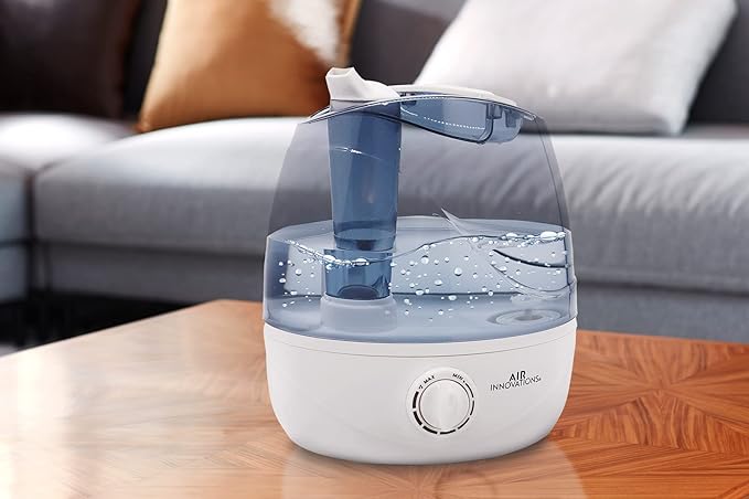 Air Innovations AI-103 Ultrasonic Cool Mist Humidifier for Bedroom – Quiet Cool Mist Diffuser with 2.5L Tank, 23-Hour Runtime, Auto Shut-Off, 360° Nozzle – Ideal for Home, Dorm, & Apartment Essentials
