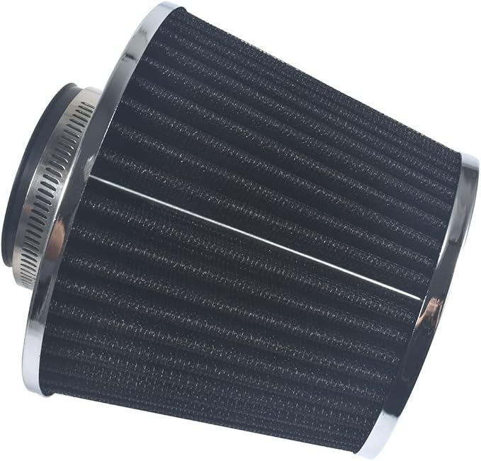 Universal 2.5" 63.5mm High Flow Cold Air Intake Filter fit for Most Cars Intake Piping - Washable Aluminum Cone Design with Stainless Steel Clamp