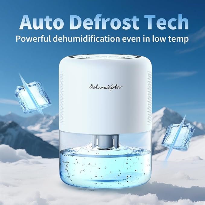 44oz(1.3L) Small Dehumidifier for Home, Auto-Off Quiet Portable Dehumidifier with 3 Modes, 10 Color Lights, 4 Timer Settings for Bedroom Bathroom Closet (215 sq.ft)