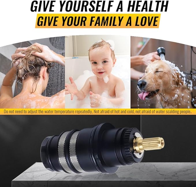 Thermostatic Shower Cartridge Replacement Parts Kit Compatible with Hansgrohe 98282000, Shower Bathroom Faucet Thermostatic Filter Vavle Core Chrome