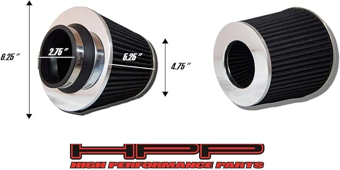 Cold Air Intake Black 2.75" / 70 mm Inlet Reusable Quality Universal Clamp On Cone Replacement Dry Air Filter