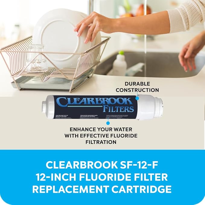 Clearbrook SF-12-F 12-Inch Fluoride Filter Replacement Cartridge, Quick Connect System, Under Sink Installation, Easy to Replace, Durable Design, Ideal for Home Use