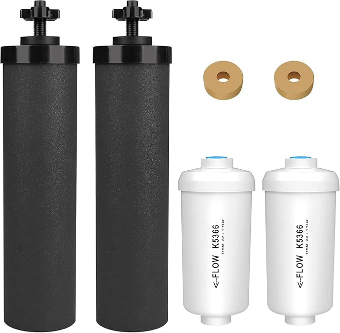 TONKI Gravity Water Filter Replacement for Berkey® BB9-2® Black Filters & PF-2® Fluoride Filters, Compatible with Berkey® Gravity Water Filter System, Combo Pack